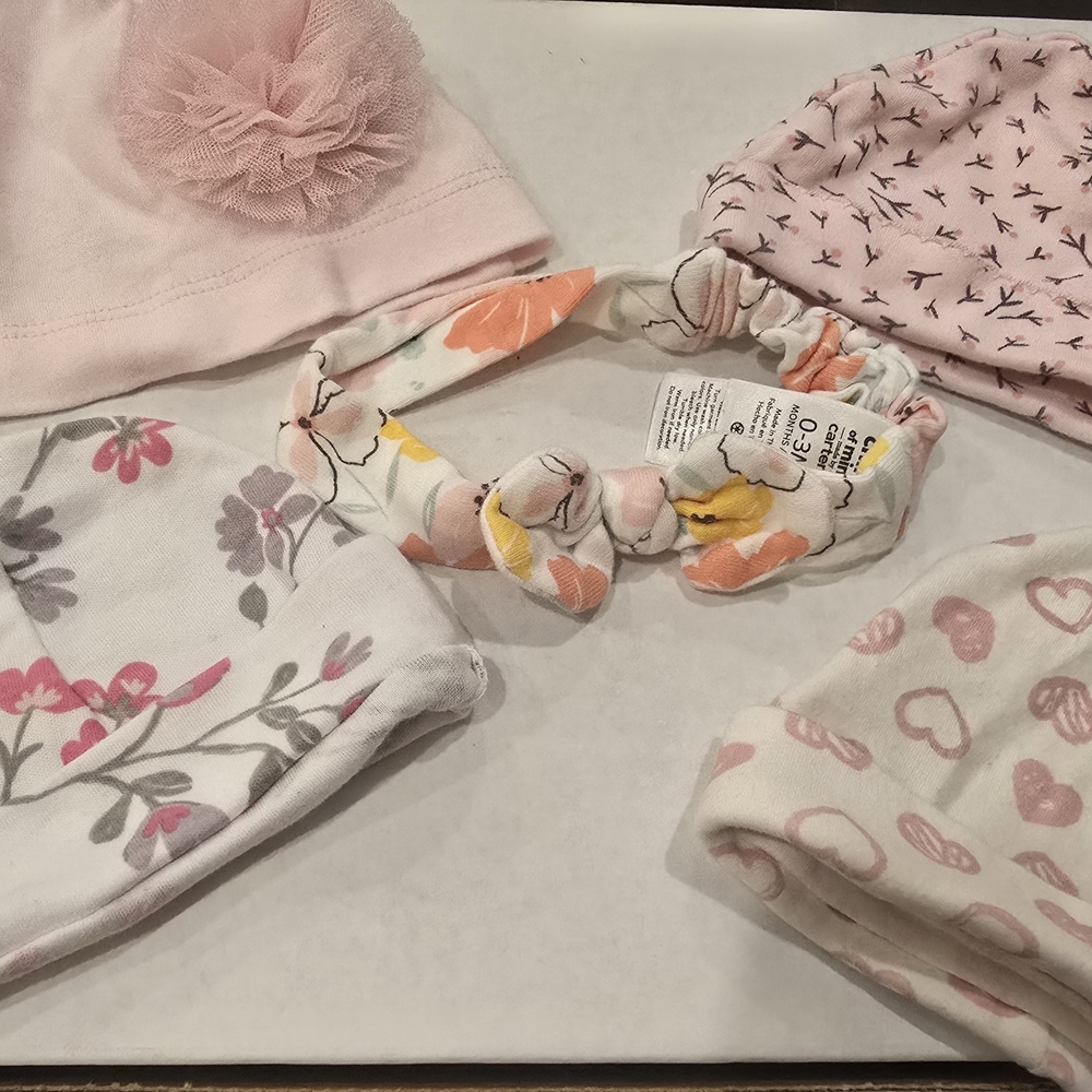 Floral and Heart Patterned Kids Headband Set